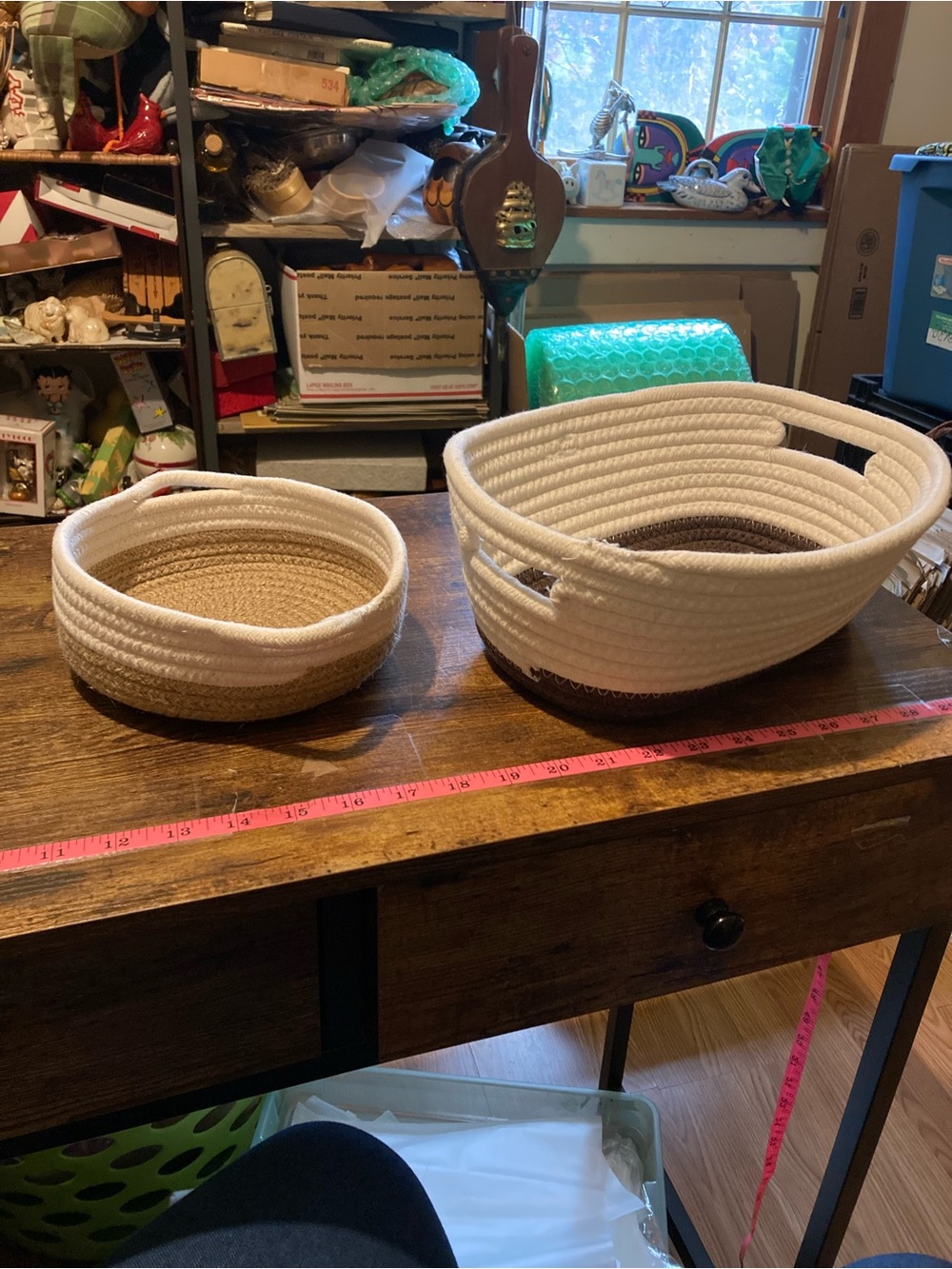 2 fabric rope baskets